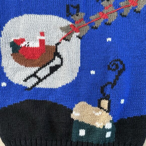 Pinwheels Womens Vintage Holiday Sweater Crew Neck Size Medium Blue Santa Vtg - Picture 6 of 9